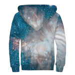 White Cloud Galaxy Space Print Sherpa Lined Zip Up Hoodie