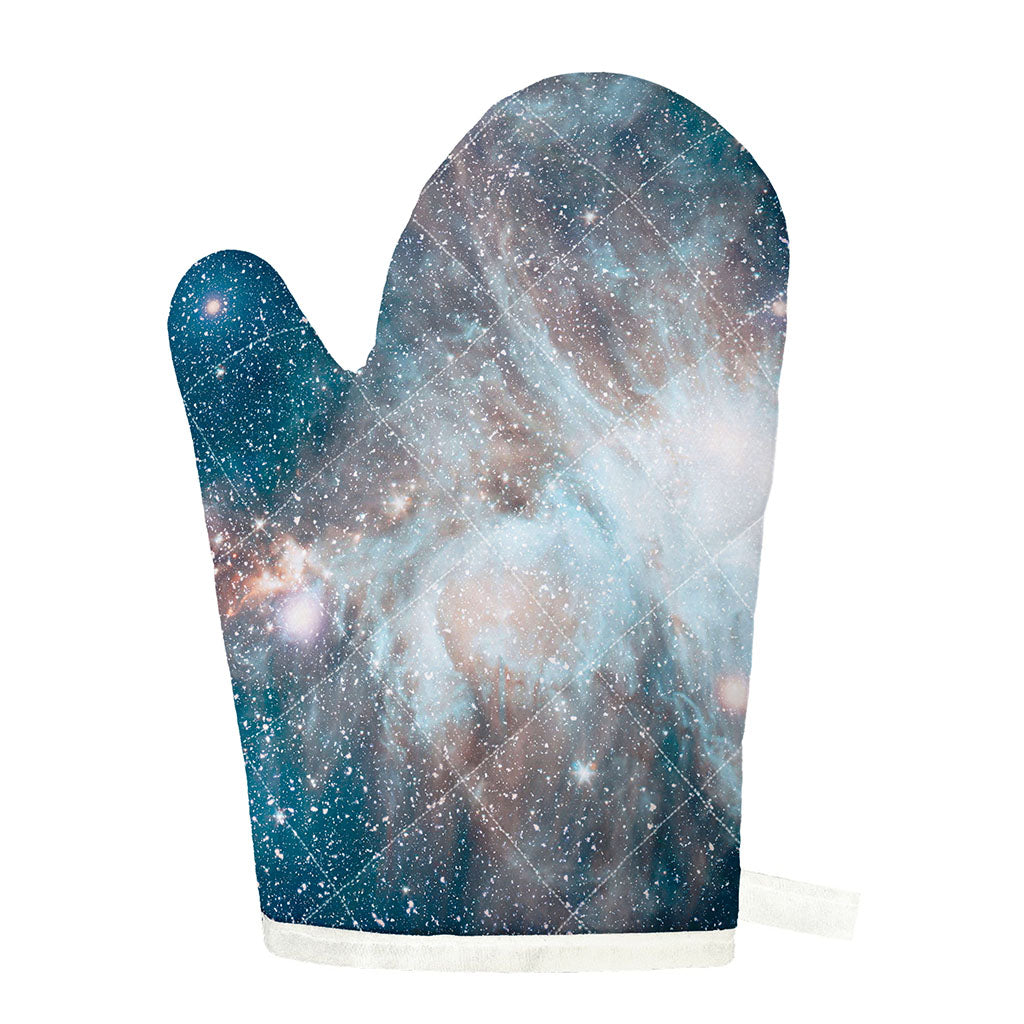 White Cloud Galaxy Space Print Single Oven Mitt