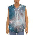 White Cloud Galaxy Space Print Sleeveless Baseball Jersey