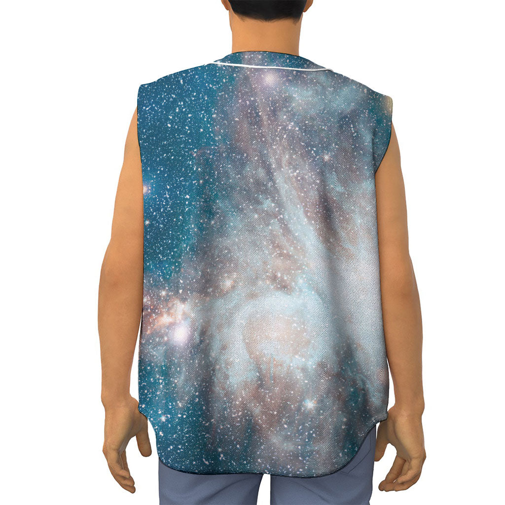 White Cloud Galaxy Space Print Sleeveless Baseball Jersey