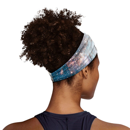 White Cloud Galaxy Space Print Sports Headband