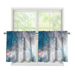White Cloud Galaxy Space Print Tier Curtains