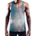 White Cloud Galaxy Space Print Men's Workout Tank Top