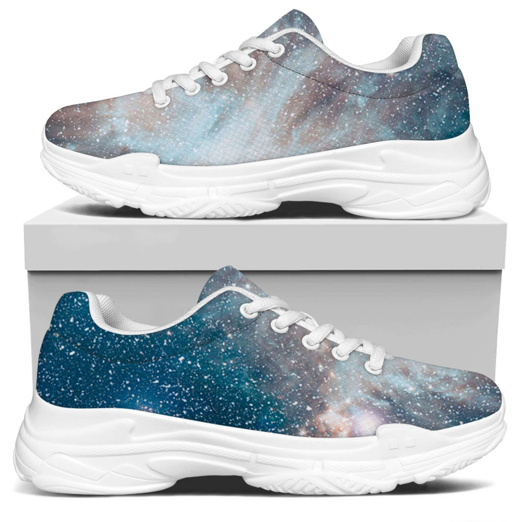 White Cloud Galaxy Space Print White Chunky Shoes