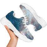 White Cloud Galaxy Space Print White Chunky Shoes