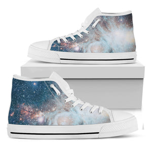 White Cloud Galaxy Space Print White High Top Sneakers