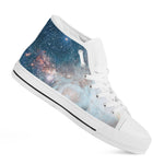 White Cloud Galaxy Space Print White High Top Sneakers