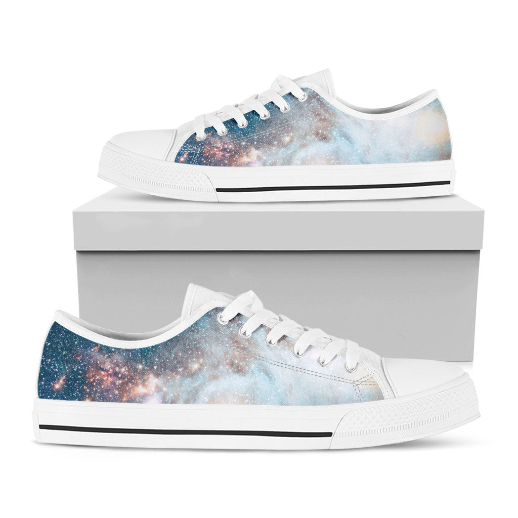 White Cloud Galaxy Space Print White Low Top Sneakers