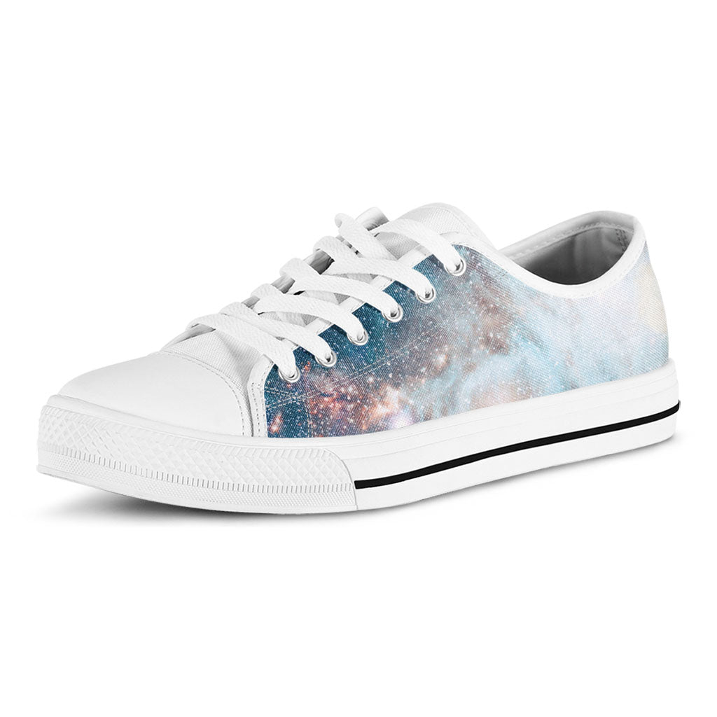 White Cloud Galaxy Space Print White Low Top Sneakers