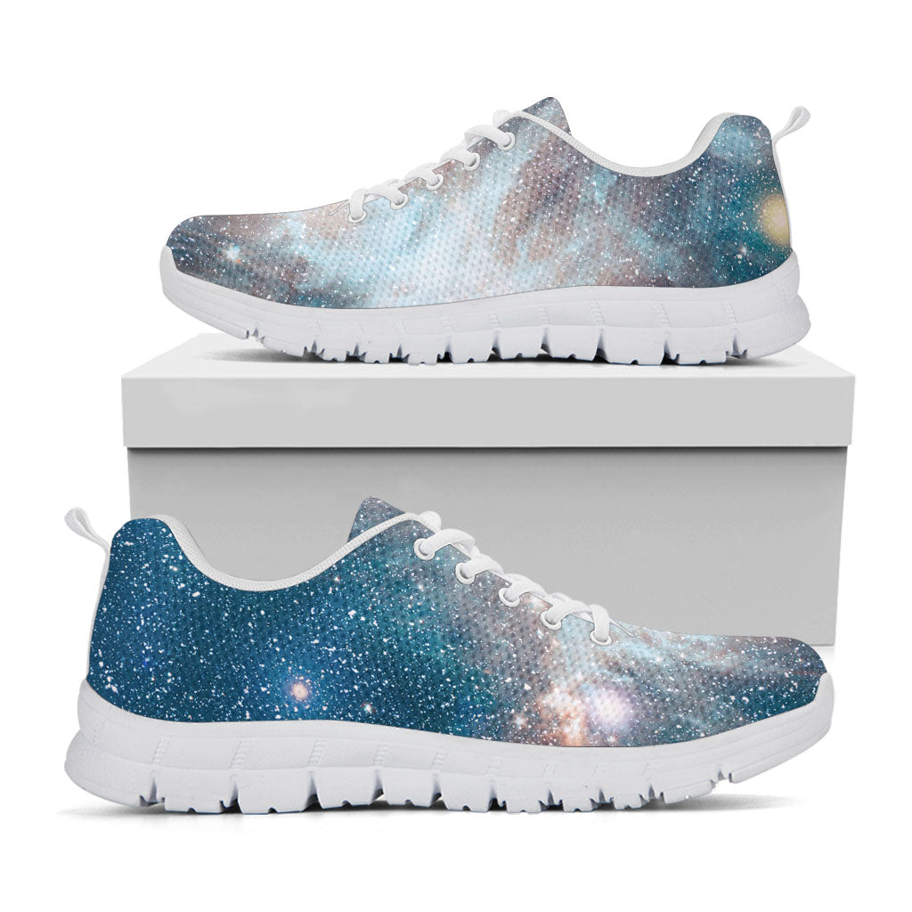 White Cloud Galaxy Space Print White Running Shoes