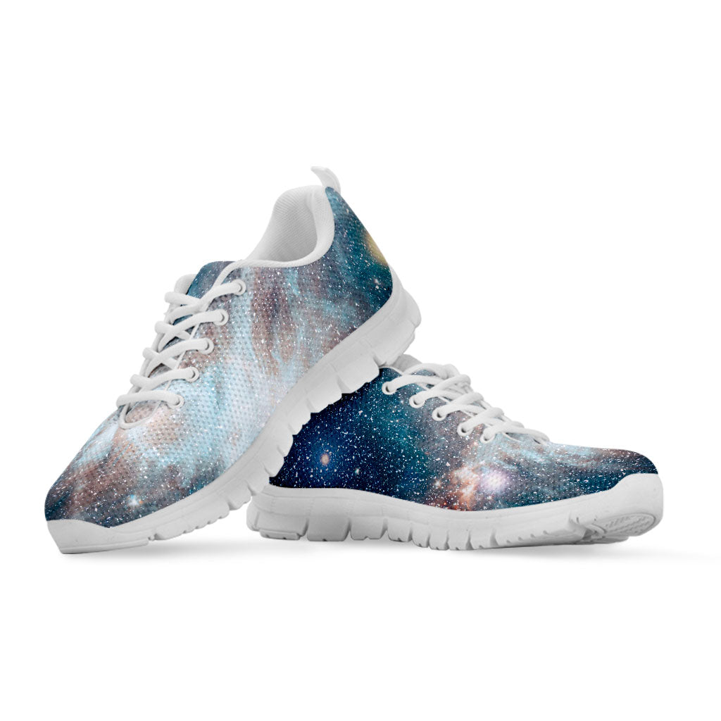 White Cloud Galaxy Space Print White Running Shoes