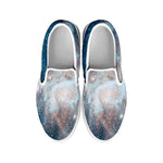 White Cloud Galaxy Space Print White Slip On Sneakers