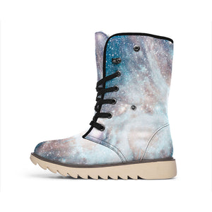 White Cloud Galaxy Space Print Winter Boots