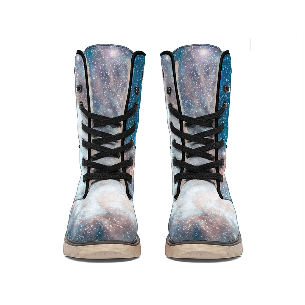 White Cloud Galaxy Space Print Winter Boots