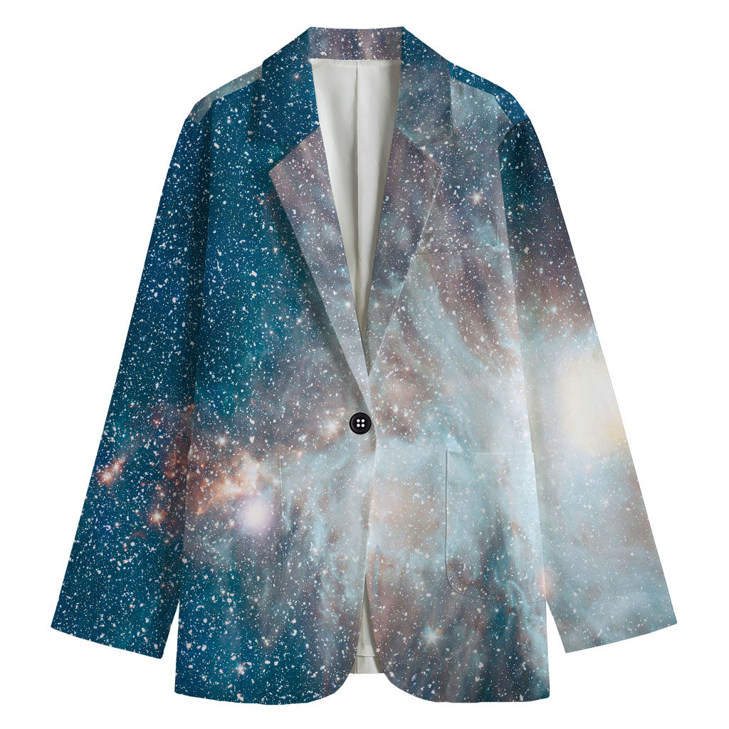 White Cloud Galaxy Space Print Women's Blazer