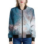 White Cloud Galaxy Space Print Women's Bomber Jacket
