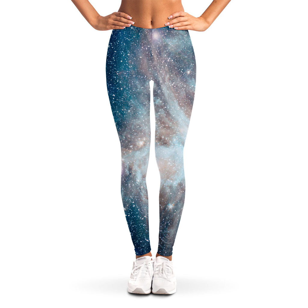 White Cloud Galaxy Space Print Women's Leggings