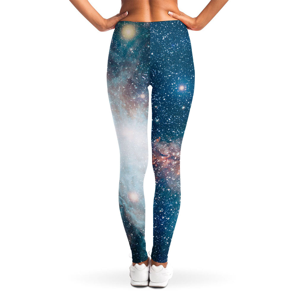 White Cloud Galaxy Space Print Women's Leggings