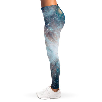 White Cloud Galaxy Space Print Women's Leggings
