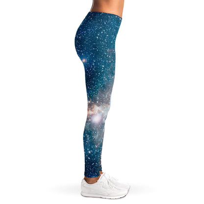 White Cloud Galaxy Space Print Women's Leggings
