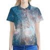 White Cloud Galaxy Space Print Women's Polo Shirt