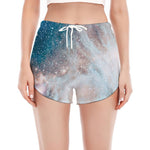 White Cloud Galaxy Space Print Women's Split Running Shorts