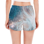 White Cloud Galaxy Space Print Women's Split Running Shorts