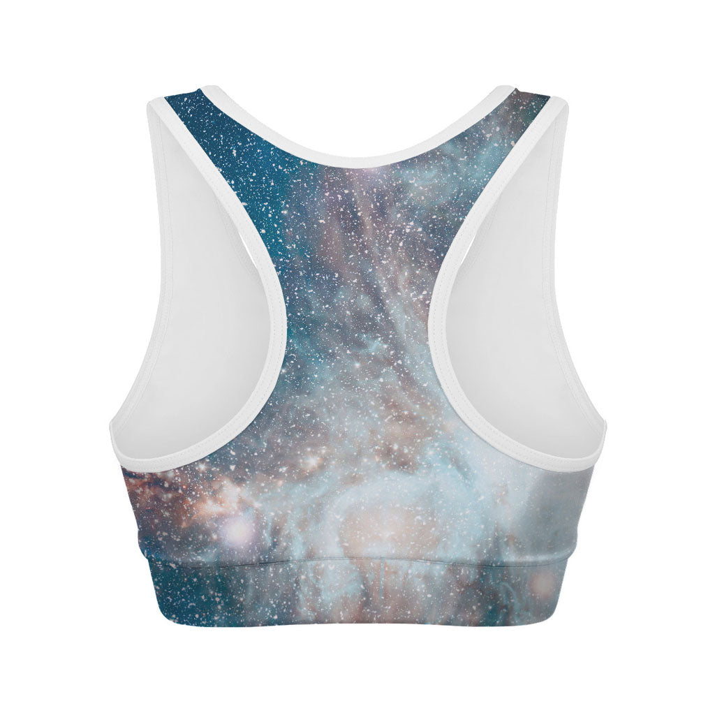 White Cloud Galaxy Space Print Women's Sports Bra