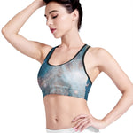 White Cloud Galaxy Space Print Women's Sports Bra