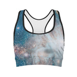 White Cloud Galaxy Space Print Women's Sports Bra