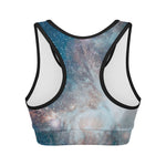 White Cloud Galaxy Space Print Women's Sports Bra