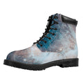 White Cloud Galaxy Space Print Padded Collar Lace Up Boots
