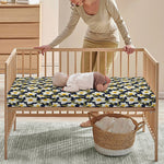 White Daffodil Flower Pattern Print Baby Crib Sheet