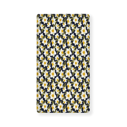 White Daffodil Flower Pattern Print Baby Crib Sheet