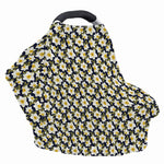 White Daffodil Flower Pattern Print Baby Seat Cover