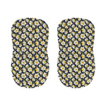 White Daffodil Flower Pattern Print Bar Stool Covers