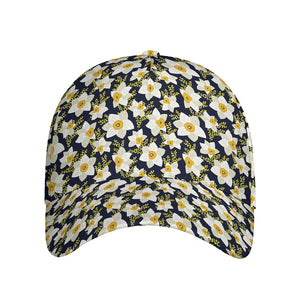 White Daffodil Flower Pattern Print Baseball Cap