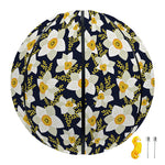 White Daffodil Flower Pattern Print Basketball