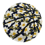White Daffodil Flower Pattern Print Basketball