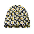 White Daffodil Flower Pattern Print Beanie