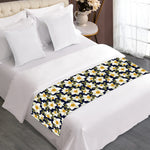 White Daffodil Flower Pattern Print Bed Runner