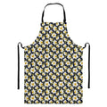 White Daffodil Flower Pattern Print Bib Apron With Pocket