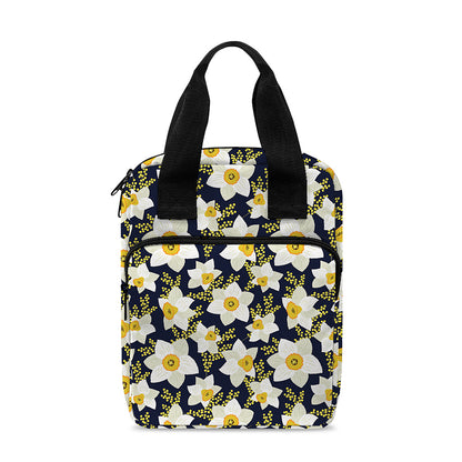 White Daffodil Flower Pattern Print Bible Tote Bag