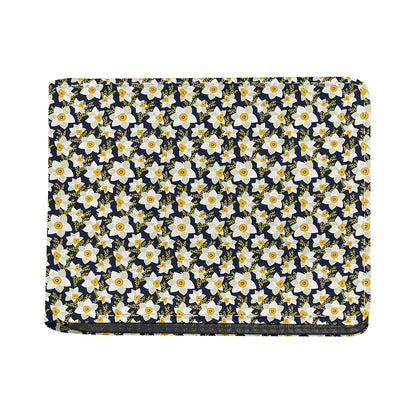 White Daffodil Flower Pattern Print Bifold Wallet
