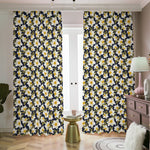 White Daffodil Flower Pattern Print Blackout Pencil Pleat Curtains