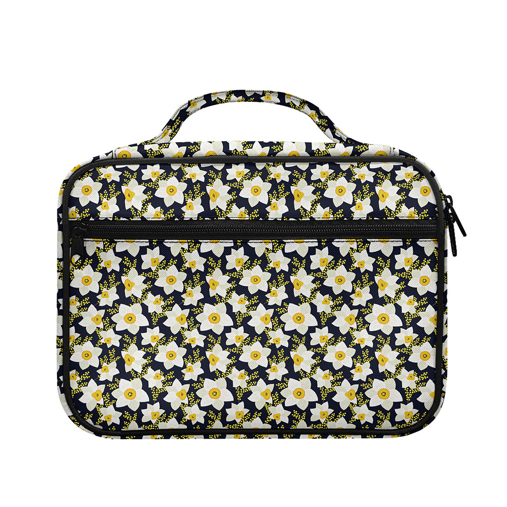 White Daffodil Flower Pattern Print Briefcase Bible Bag