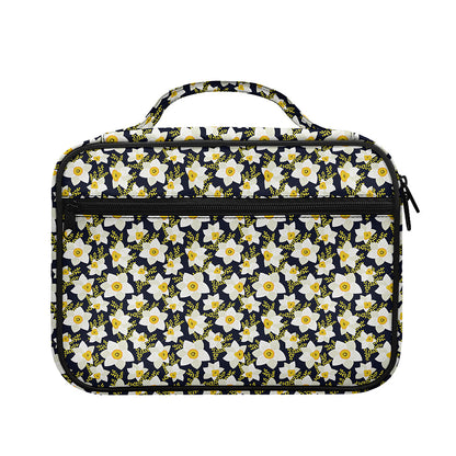 White Daffodil Flower Pattern Print Briefcase Bible Bag