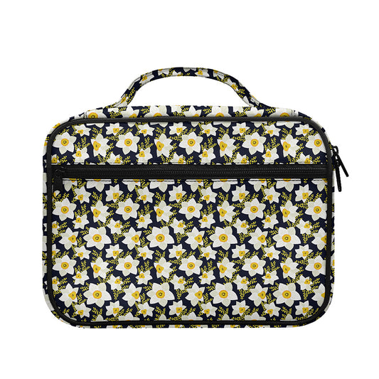 White Daffodil Flower Pattern Print Briefcase Bible Bag