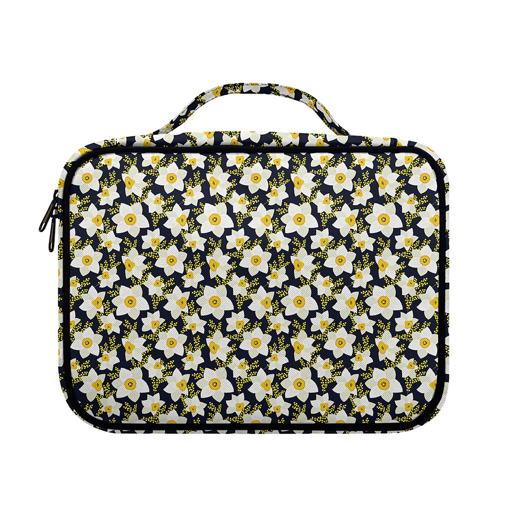 White Daffodil Flower Pattern Print Briefcase Bible Bag