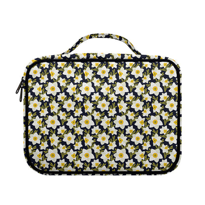 White Daffodil Flower Pattern Print Briefcase Bible Bag